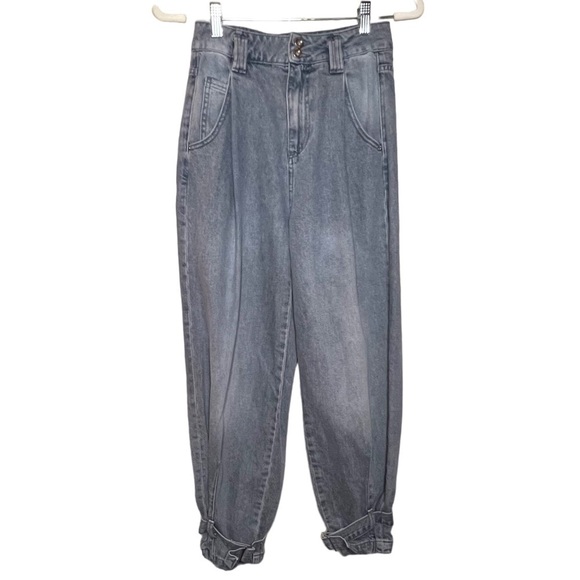 Zara Denim - Zara Super High Rise Pleated with Belted Ankle Jeans Retro 80’s Blue Size 2